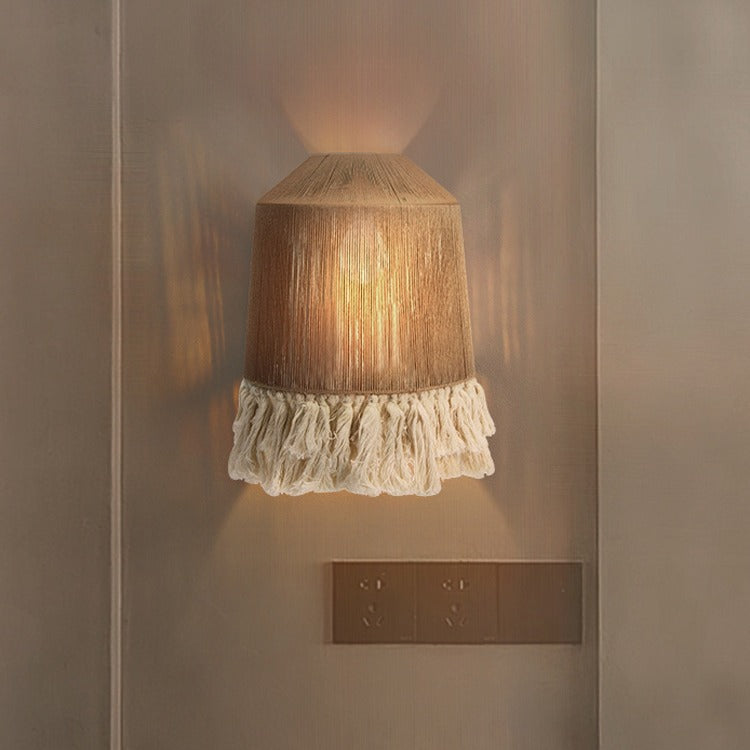 Cone Hemp Rope Bedroom Wall Lamp