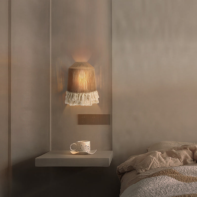 Cone Hemp Rope Bedroom Wall Lamp
