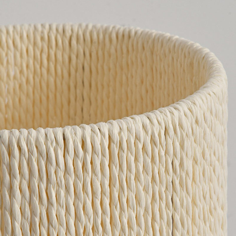 Cylinder Rubberwood Paper Rope Table Lamp