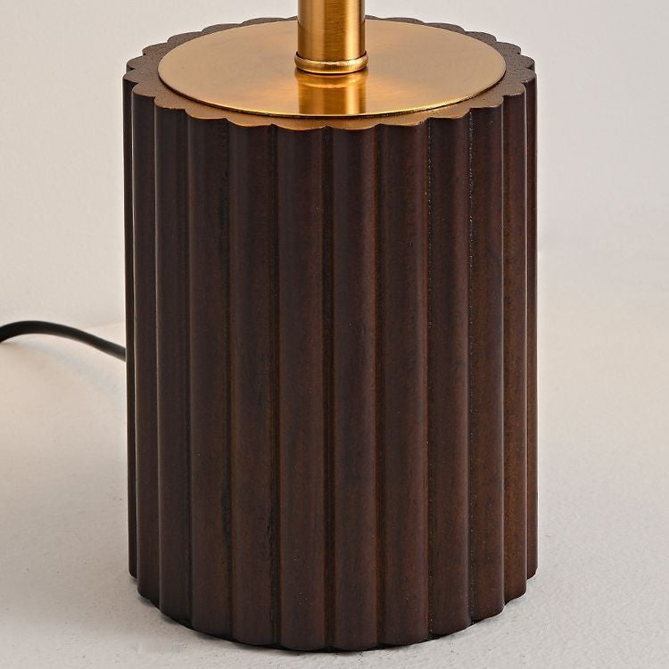Cylinder Rubberwood Paper Rope Table Lamp