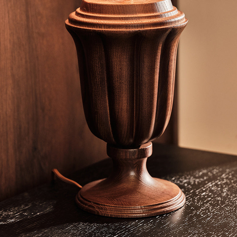 Frustum Cone Ash Wood Table Lamp