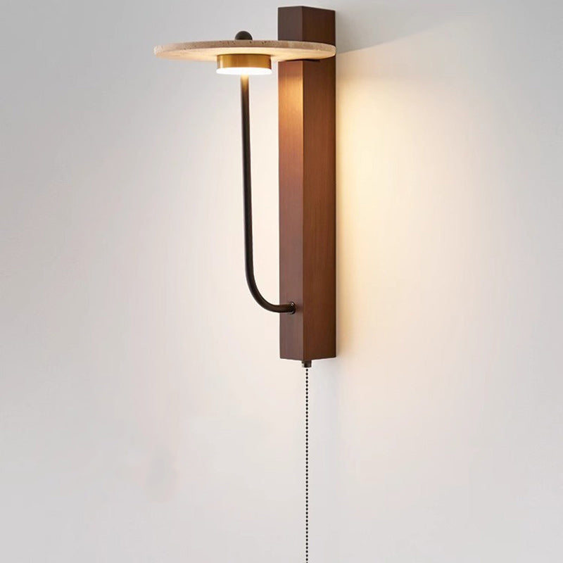 Round Yellow Travertine Carbon Wall Lamp