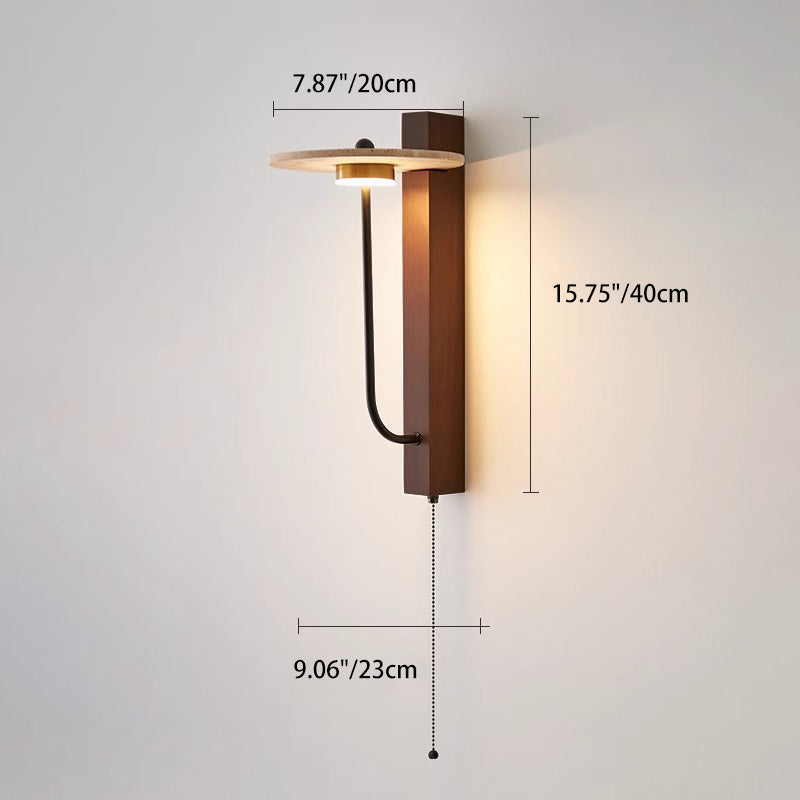 Round Yellow Travertine Carbon Wall Lamp