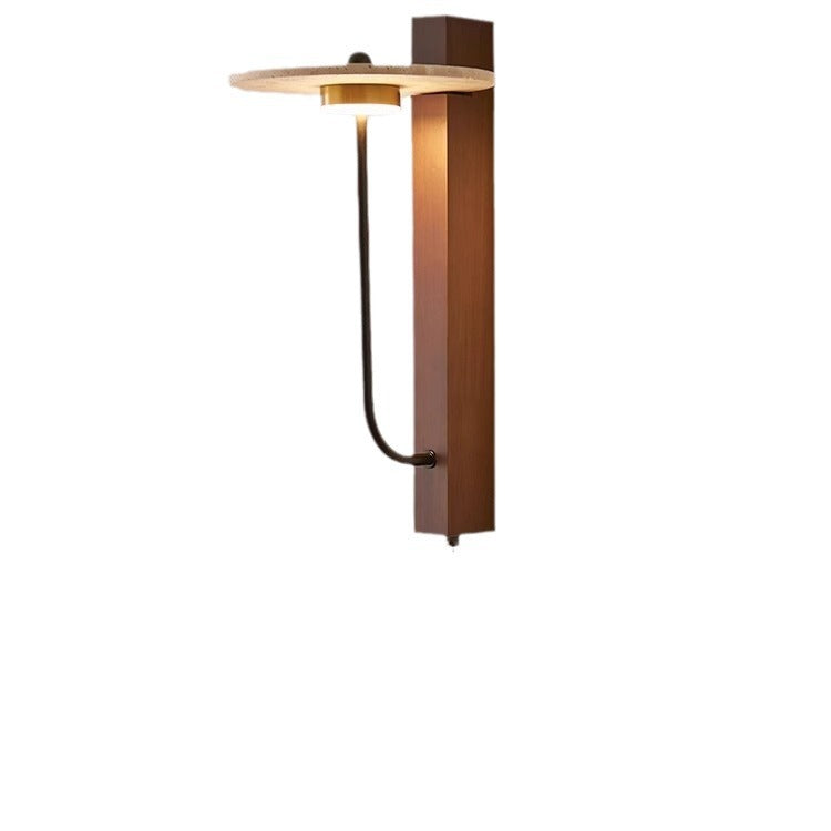 Round Yellow Travertine Carbon Wall Lamp