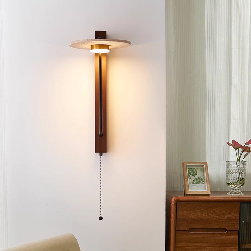 Round Yellow Travertine Carbon Wall Lamp