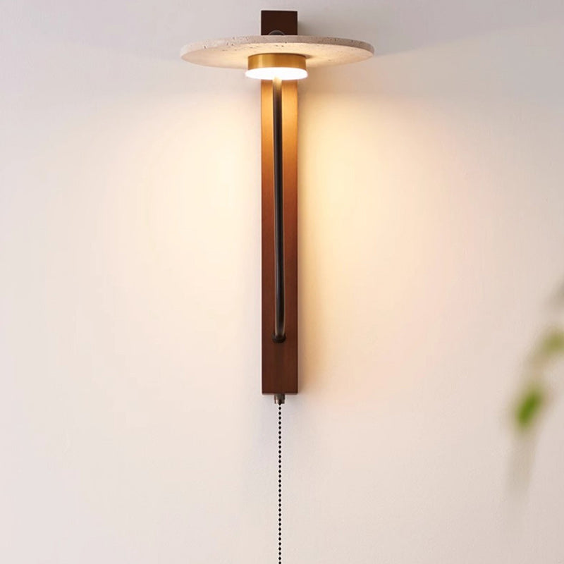 Round Yellow Travertine Carbon Wall Lamp