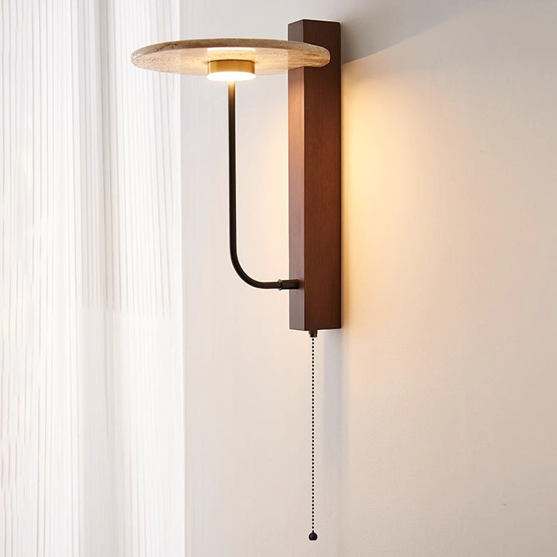 Round Yellow Travertine Carbon Wall Lamp