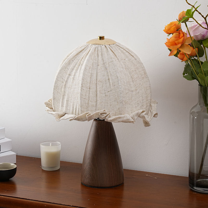 Dome Iron Walnut Wood Table Lamp