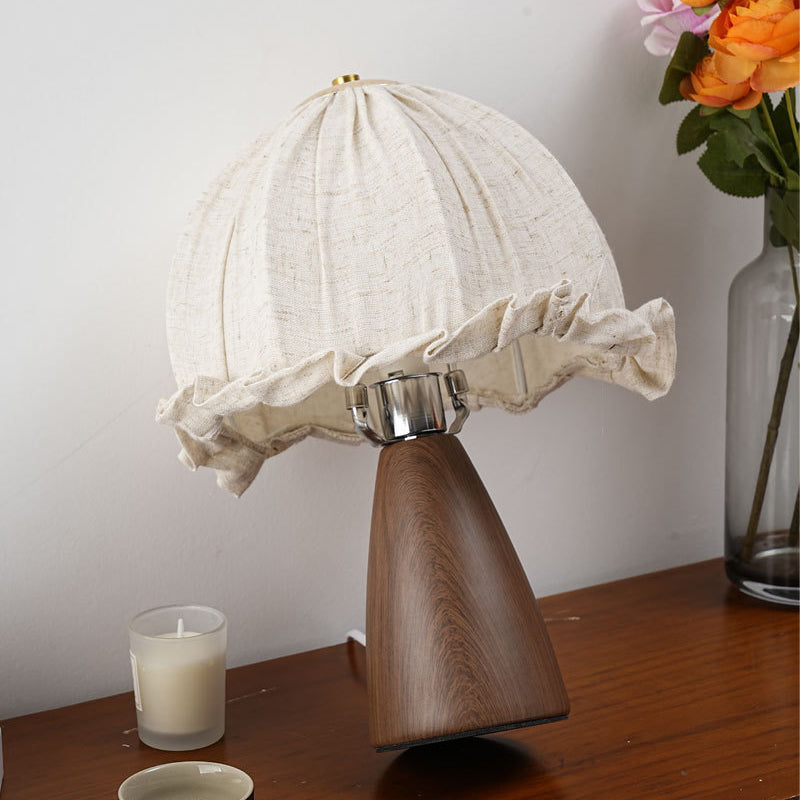 Dome Iron Walnut Wood Table Lamp