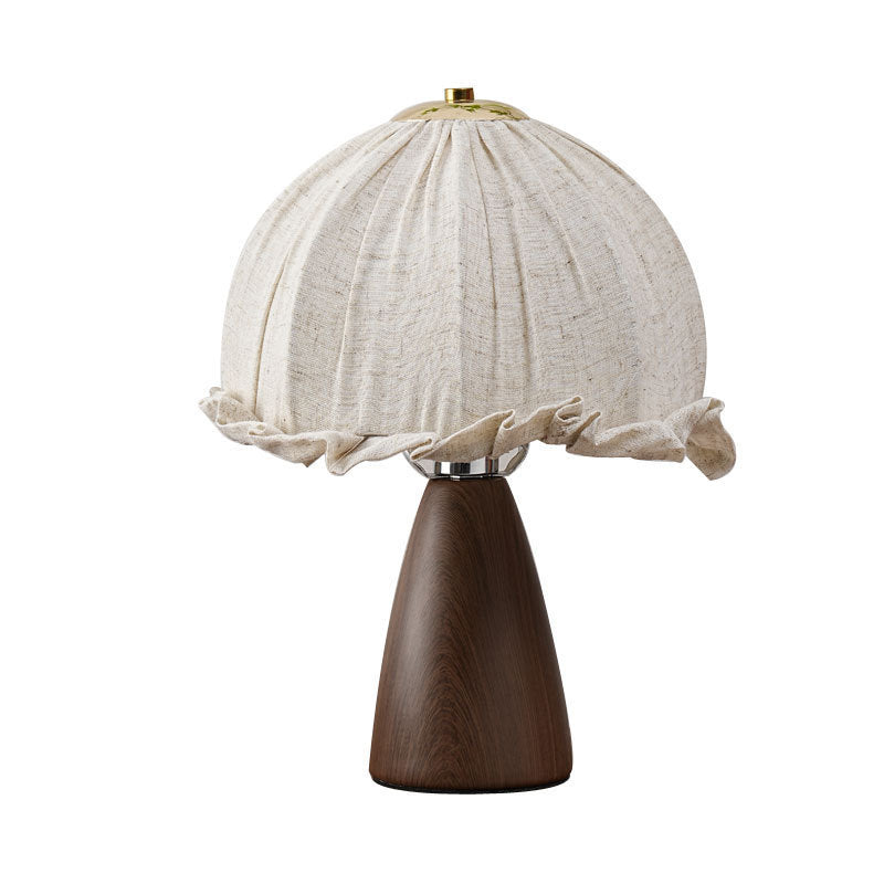 Dome Iron Walnut Wood Table Lamp