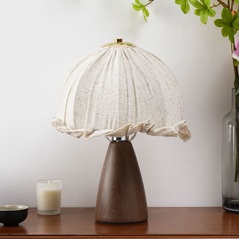 Dome Iron Walnut Wood Table Lamp