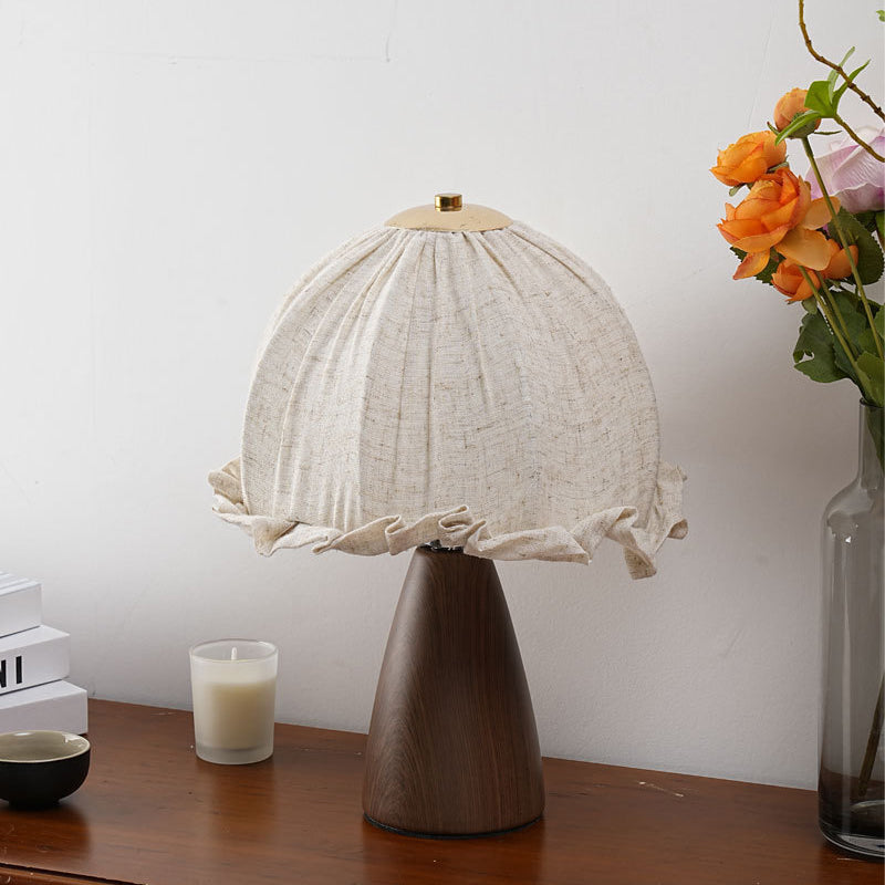 Dome Iron Walnut Wood Table Lamp