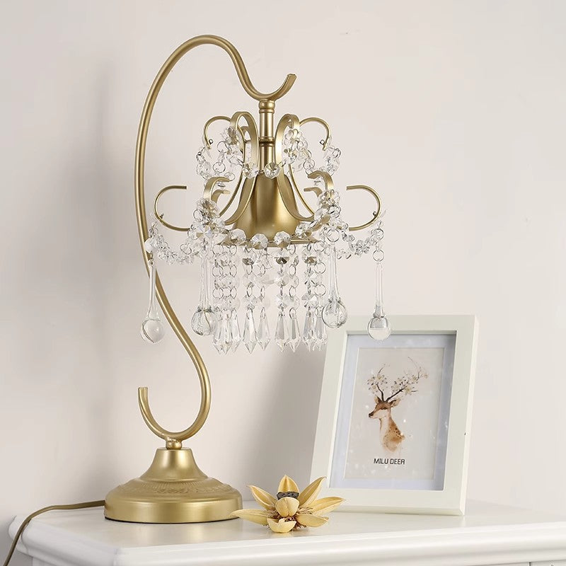 Cone Metal Crystal Bedroom Table Lamp