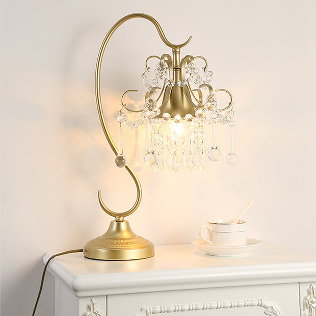 Cone Metal Crystal Bedroom Table Lamp