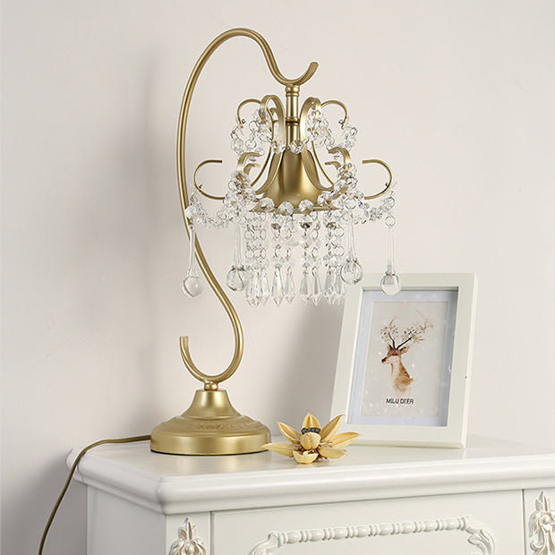 Cone Metal Crystal Bedroom Table Lamp