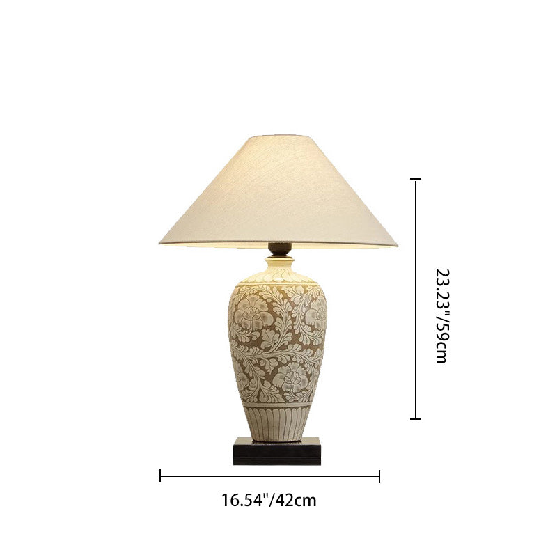 Vase Ceramic Fabric Bedroom Table Lamp
