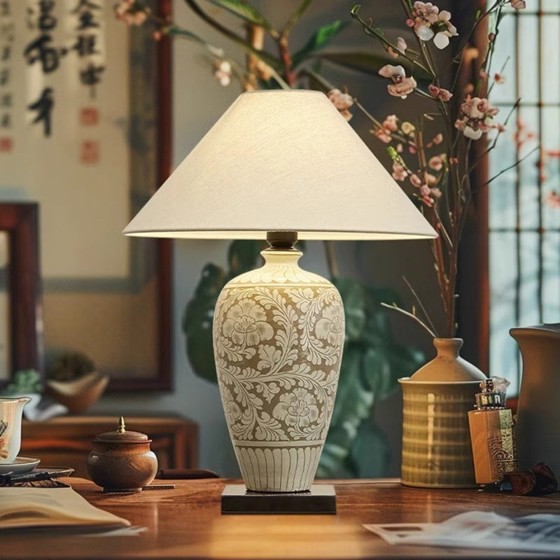 Vase Ceramic Fabric Bedroom Table Lamp