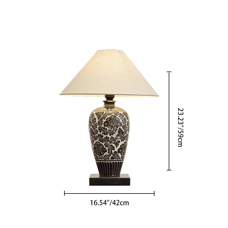 Vase Ceramic Fabric Bedroom Table Lamp