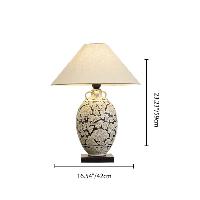 Vase Ceramic Fabric Bedroom Table Lamp