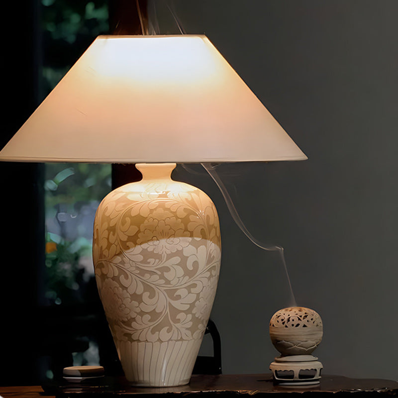 Vase Ceramic Fabric Bedroom Table Lamp