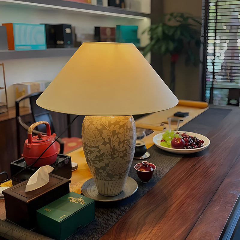 Vase Ceramic Fabric Bedroom Table Lamp