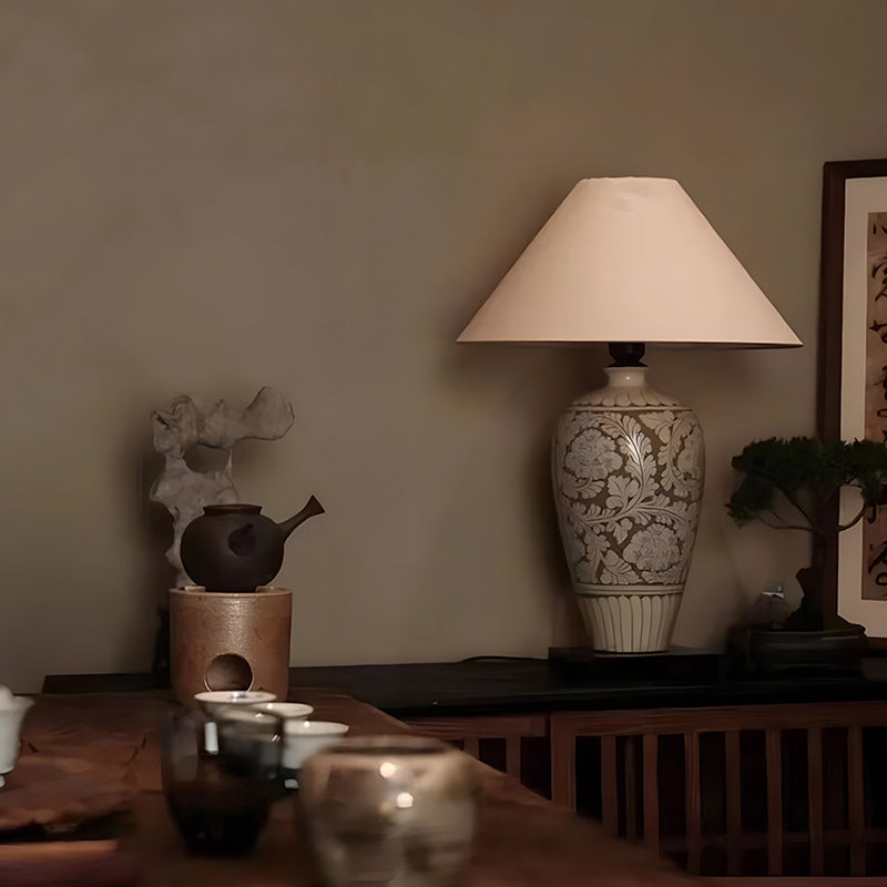 Vase Ceramic Fabric Bedroom Table Lamp