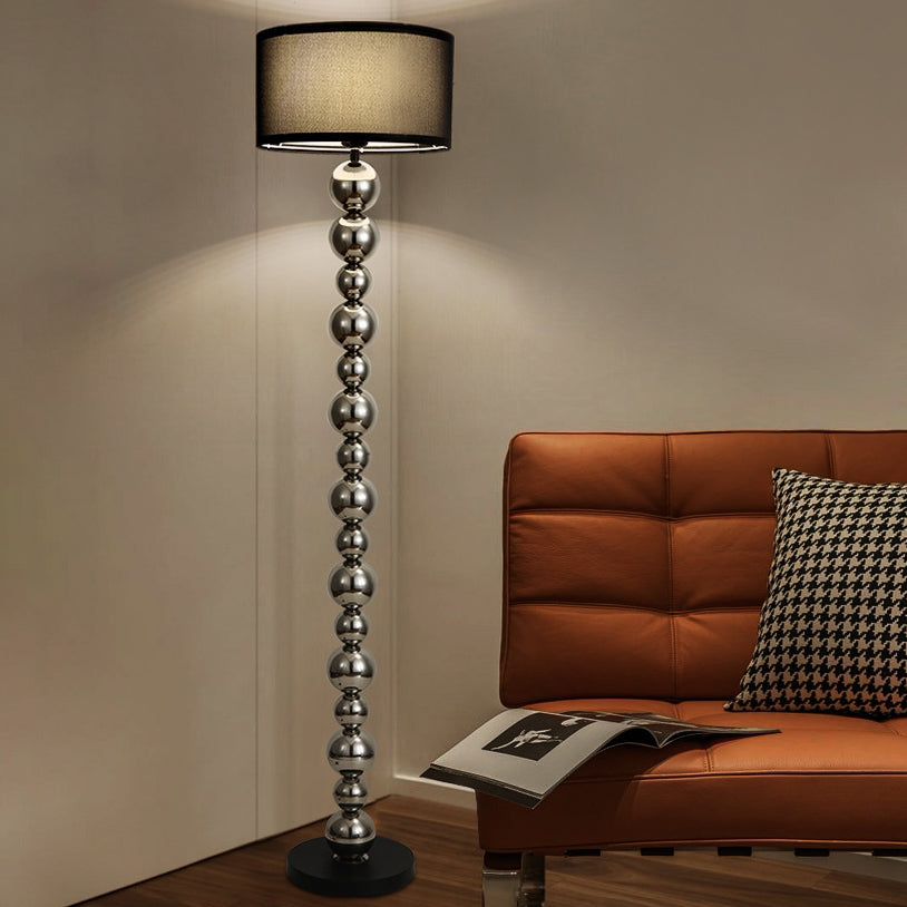 Cylinder Iron Aluminum Fabric Floor Lamp