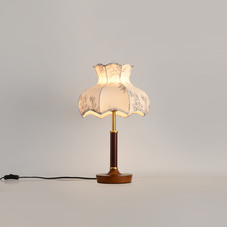 Dome Metal Wood Fabric Table Lamp