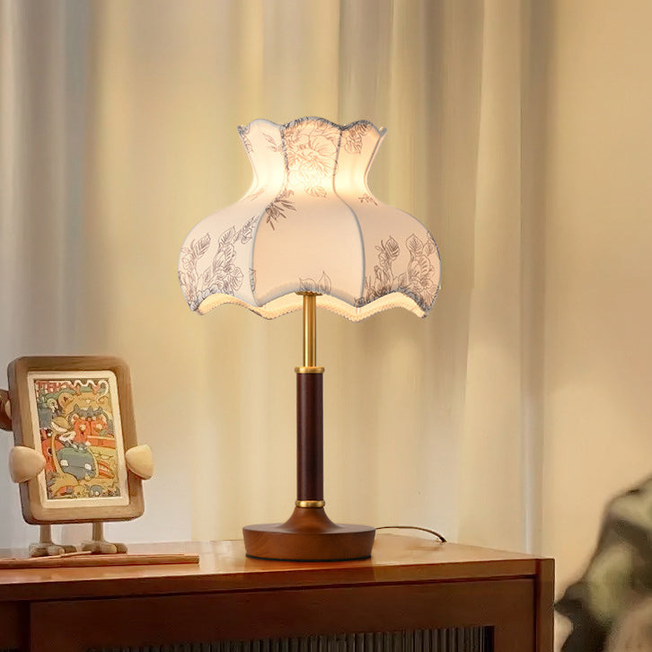 Dome Metal Wood Fabric Table Lamp