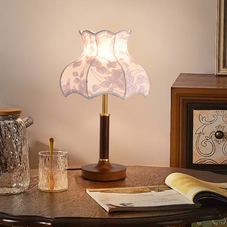 Dome Metal Wood Fabric Table Lamp
