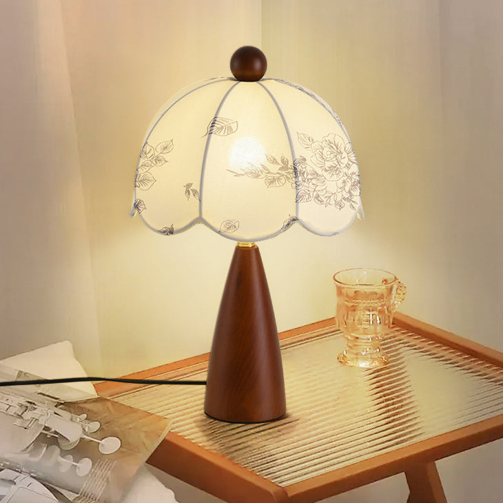 Dome Metal Wood Fabric Table Lamp