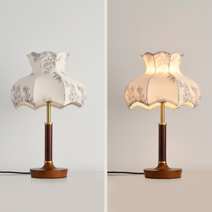 Dome Metal Wood Fabric Table Lamp