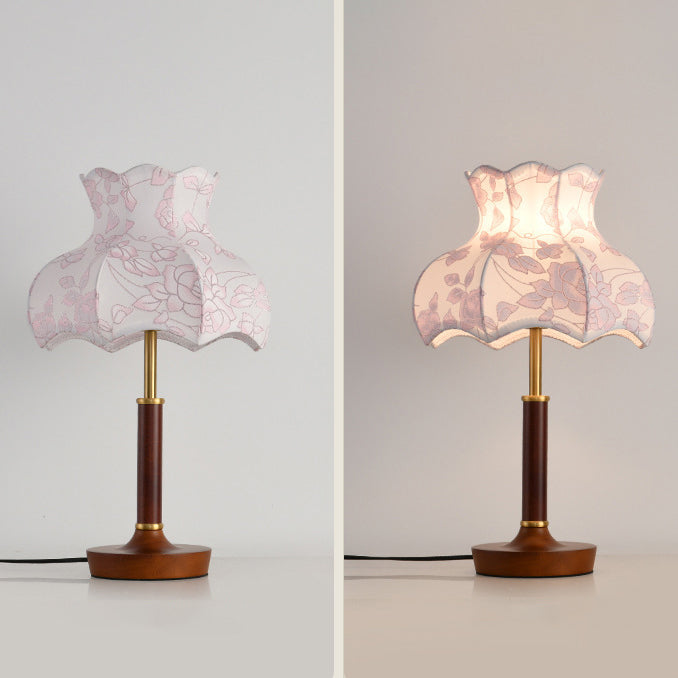Dome Metal Wood Fabric Table Lamp