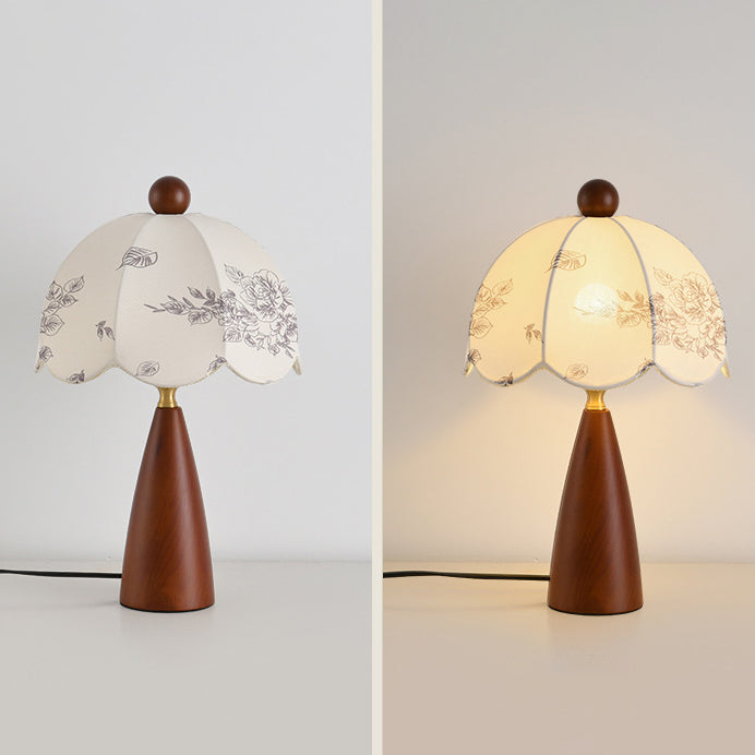 Dome Metal Wood Fabric Table Lamp