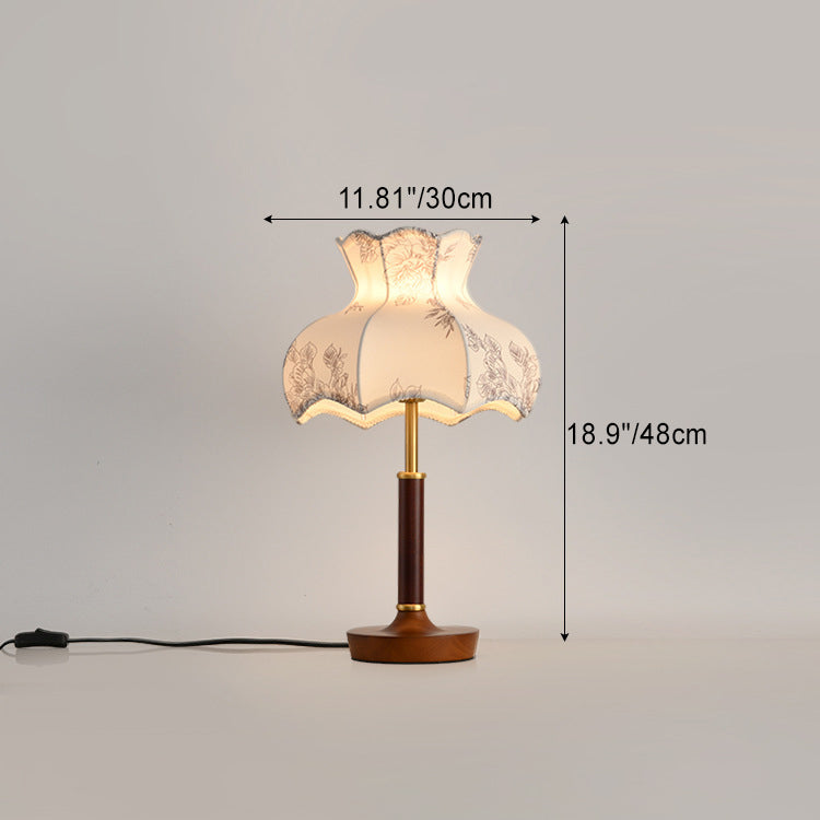 Dome Metal Wood Fabric Table Lamp