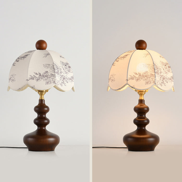 Dome Metal Wood Fabric Table Lamp