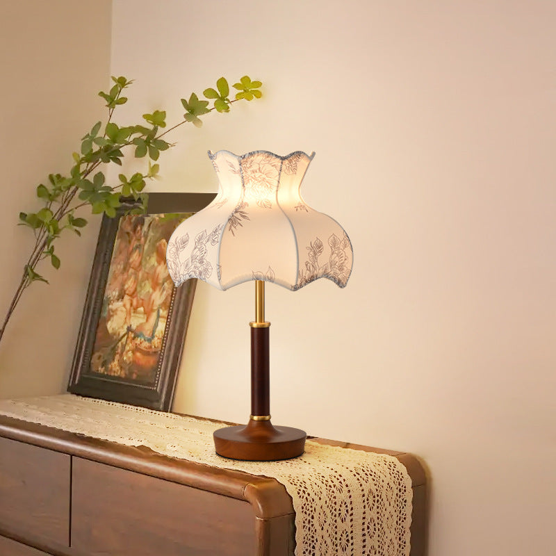Dome Metal Wood Fabric Table Lamp