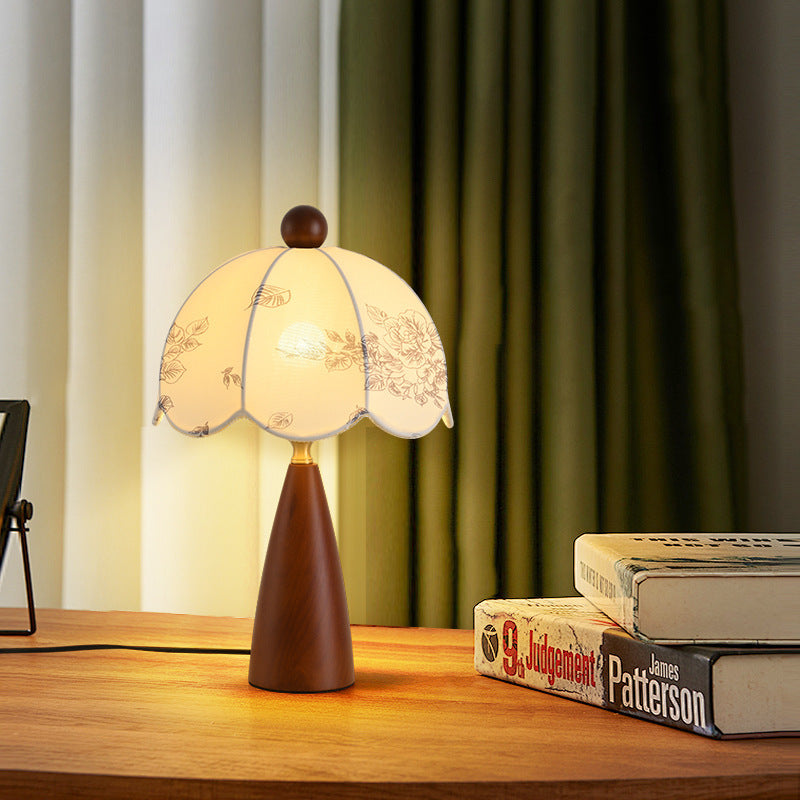 Dome Metal Wood Fabric Table Lamp