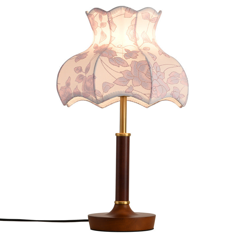 Dome Metal Wood Fabric Table Lamp