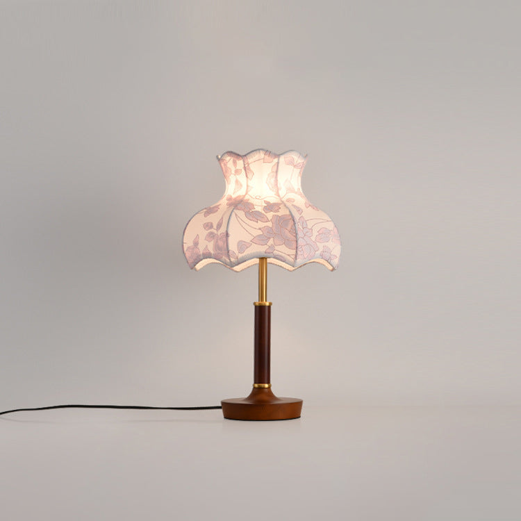 Dome Metal Wood Fabric Table Lamp