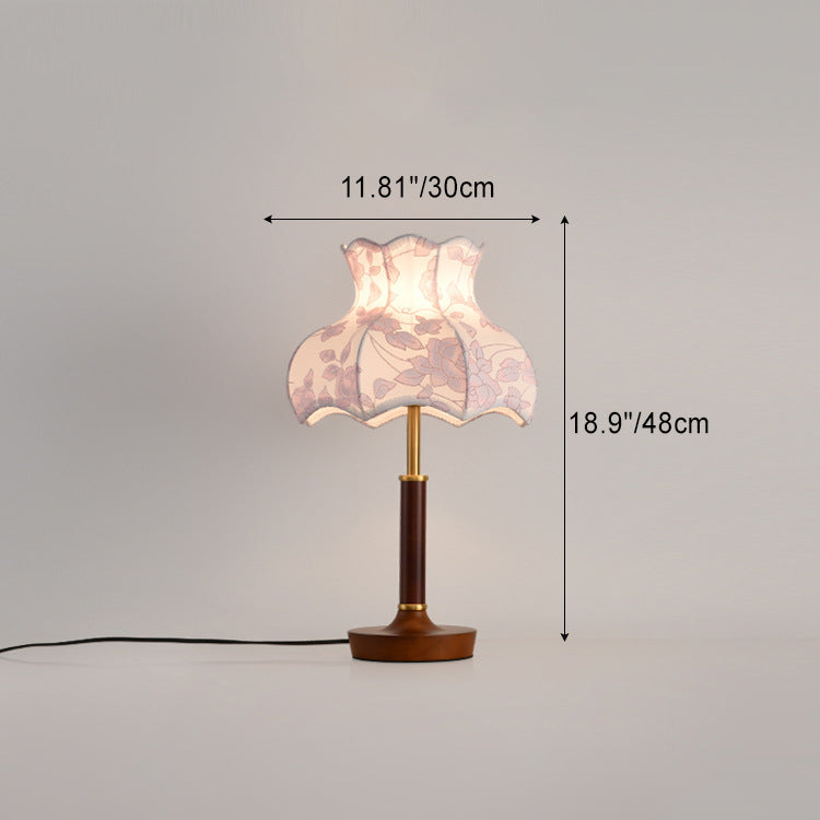 Dome Metal Wood Fabric Table Lamp