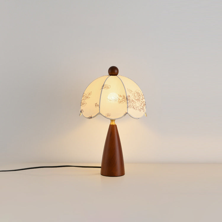 Dome Metal Wood Fabric Table Lamp