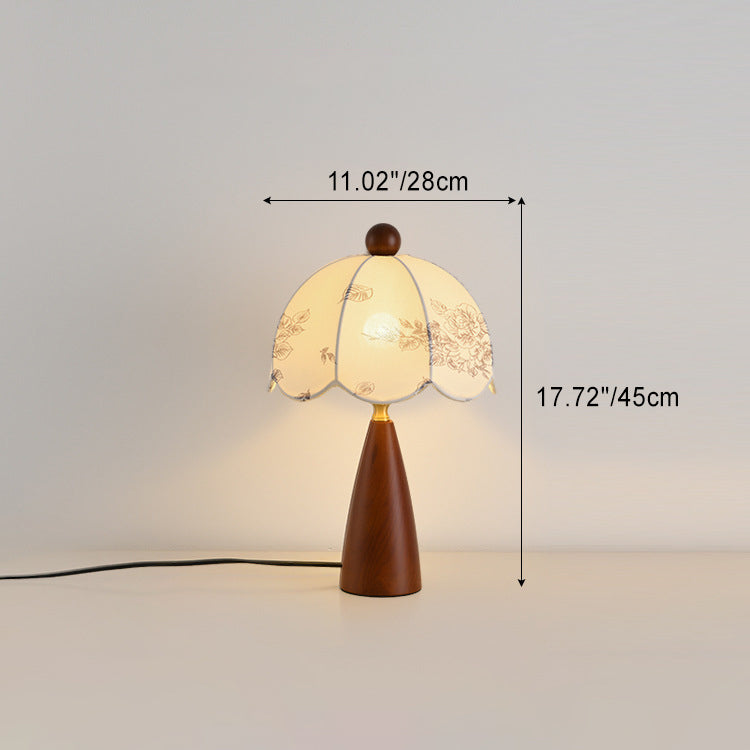 Dome Metal Wood Fabric Table Lamp