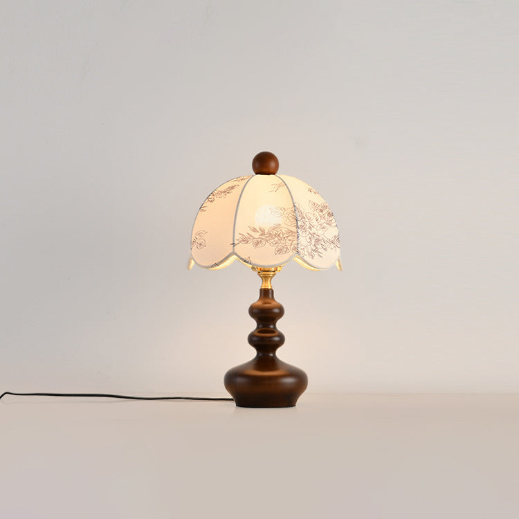 Dome Metal Wood Fabric Table Lamp