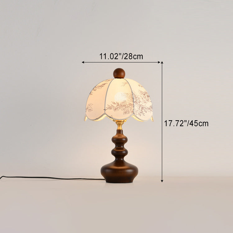 Dome Metal Wood Fabric Table Lamp