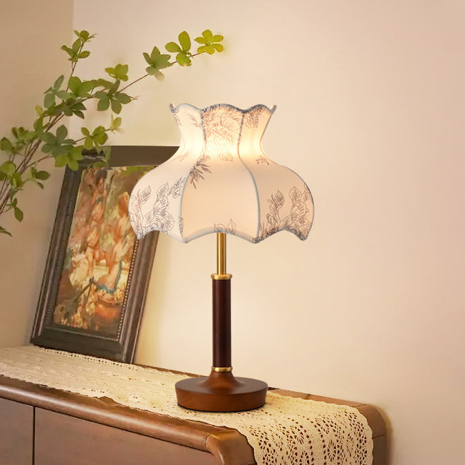 Dome Metal Wood Fabric Table Lamp