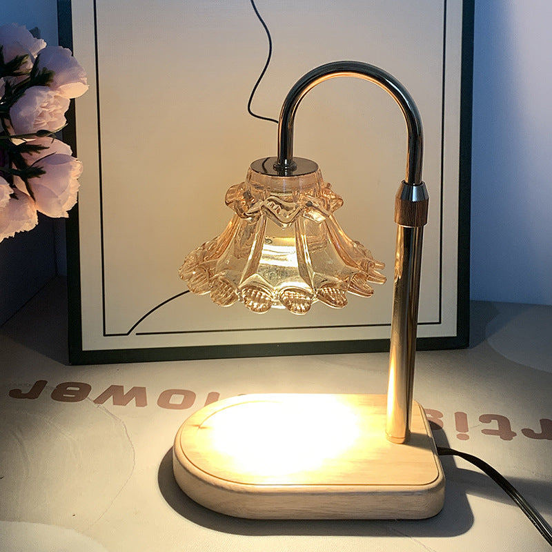 Flower Iron Glass Melting Table Lamp