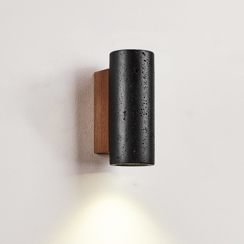 Cylinder Black Travertine Solid Wall Lamp