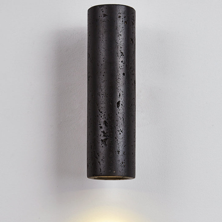 Cylinder Black Travertine Solid Wall Lamp