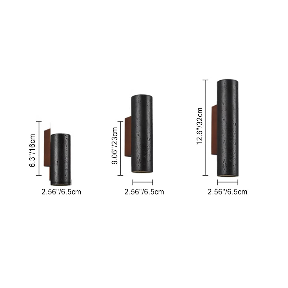 Cylinder Black Travertine Solid Wall Lamp